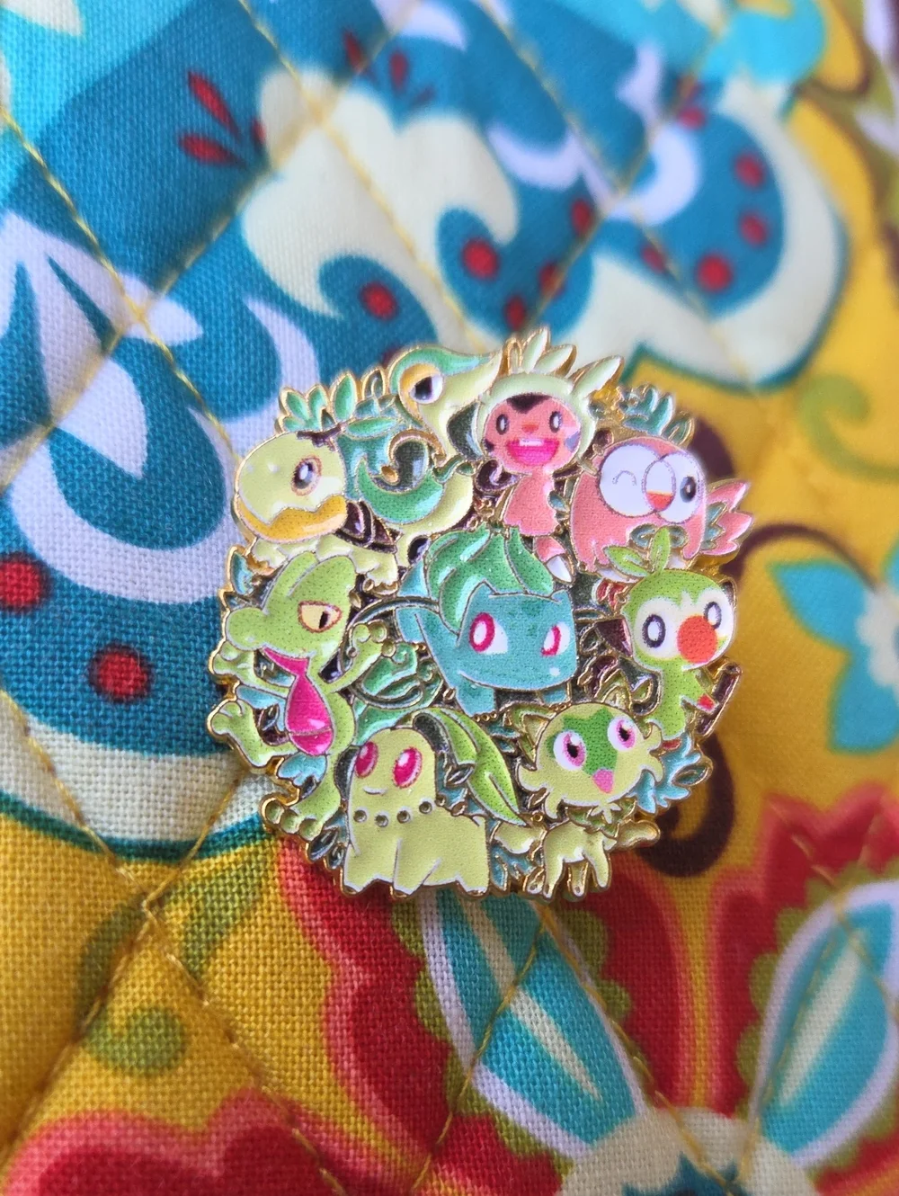 Green Pokémon Plant Pins Cluster Enamel Badge